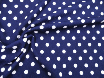 Printed Liverpool Textured 4 Way Stretch Scuba Polka Dot Navy