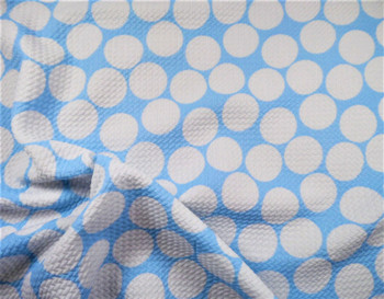 Bullet Printed Liverpool Textured Fabric Stretch Baby Blue Big White Polka Dot N41