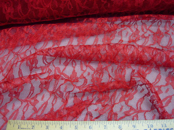 Discount Fabric Organza Mesh Lace Sweetheart Red Floral  311LC