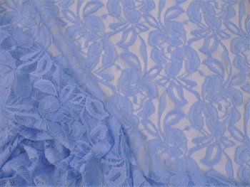 Embroidered Stretch Lace Apparel Fabric Sheer Floral Cornflower Blue WW20