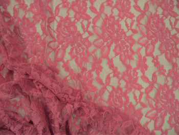 Embroidered Stretch Lace Apparel Fabric Sheer Floral Dusty Rose Pink BB402