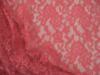 Embroidered Stretch Lace Apparel Fabric Sheer Floral Persian Pink AA315
