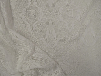 Stretch Lace Apparel Fabric Sheer Off White Diamond Geometric OO50