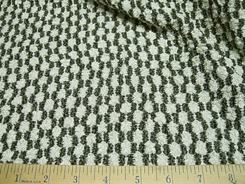 Discount Fabric Stretch Mesh Black and White Pucker Lace  62 ' wide 327LC
