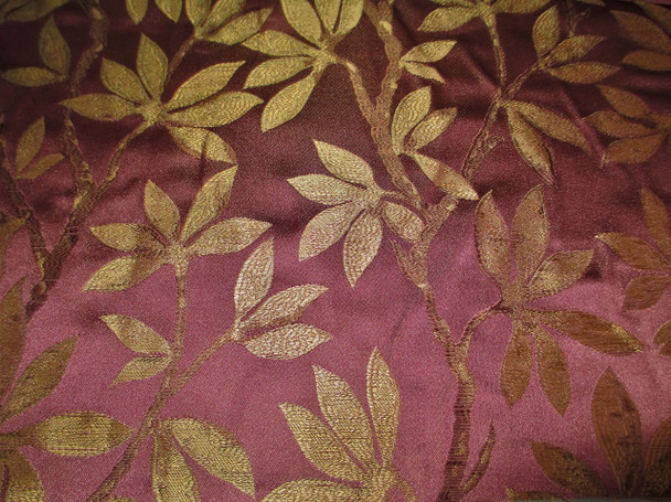 Fabric Robert Allen Beacon Hill Summer Leaves Blackberry 100% Silk Drapery 30JJ