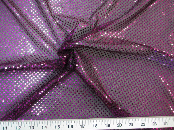 Fabric Stretch Glitter Mesh Sequin Dots Black and Purple Sheer Sparkle 49L