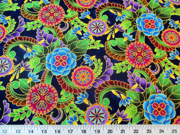 Fabric Quilting Cotton Legacy Studio Polynesia Master Medallion Floral 25T