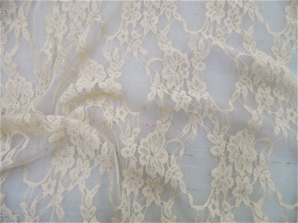 Stretch Mesh Lace Fabric Light Nude Floral Sheer Metallic Sheen A208