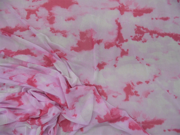 PowerNet Stretch Mesh Nylon Spandex Sheer Printed Pink White Tie Dye Z402