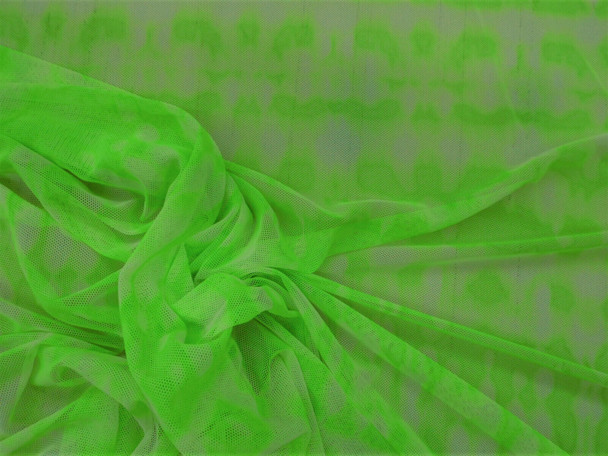 PowerNet Stretch Mesh Nylon Spandex Sheer Printed Neon Green Abstract Z404