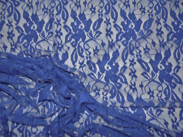 Stretch Lace Apparel Fabric Sheer Floral Royal Blue WW314