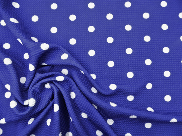 Bullet Printed Liverpool Textured Fabric Stretch Blue White Small Polka Dot S42
