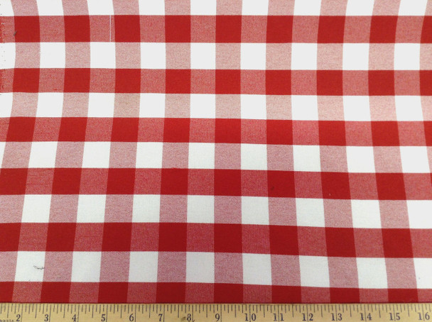 Discount Twill Tablecloth Fabric Red and White Check 18DR
