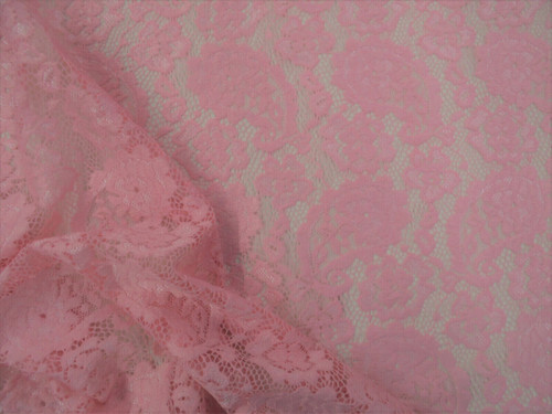 Embroidered Stretch Lace Apparel Fabric Sheer Floral Hot Pink