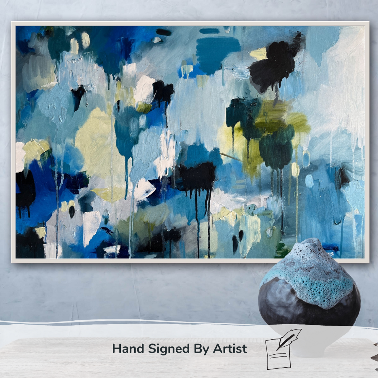 Break of Day: Blue Abstract Oil Painting Canvas Prints