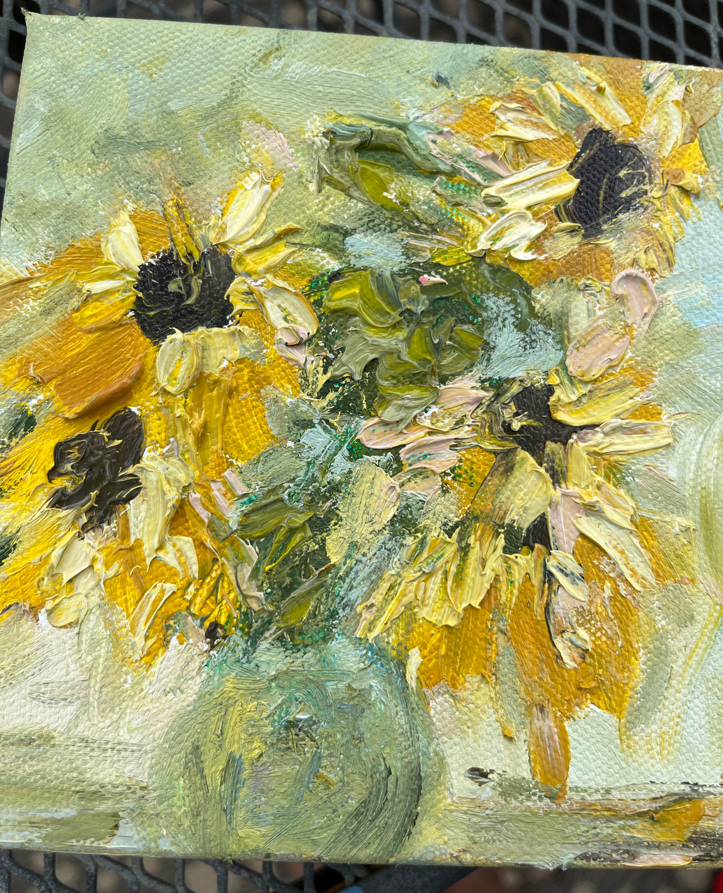 You Live In My Dream State, Textured Sunflower Oil Painting