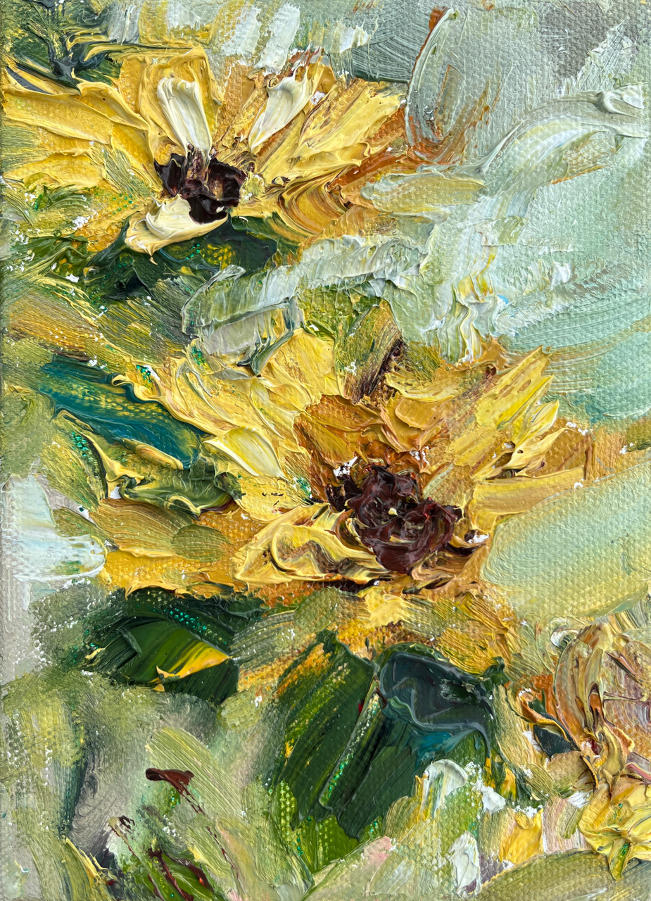 I'll see the sun, Textured Sunflower Oil Painting