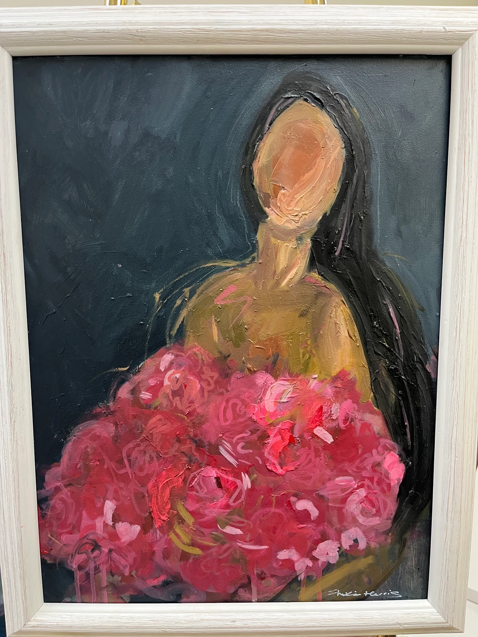 Where this flower blooms 16x20 abstract portrait oil painting