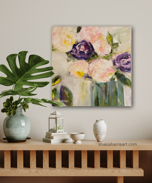 Everlasting 20x20 oil painting  abstract floral