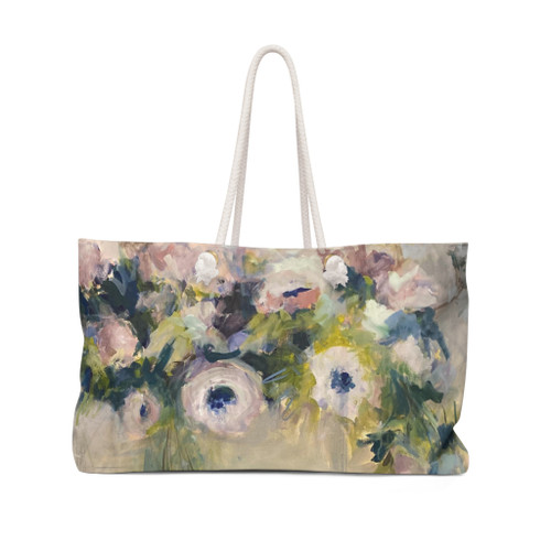 Blue White Floral Paisley Mosaic Print Large Market Shoulder Shopper Tote  Bag