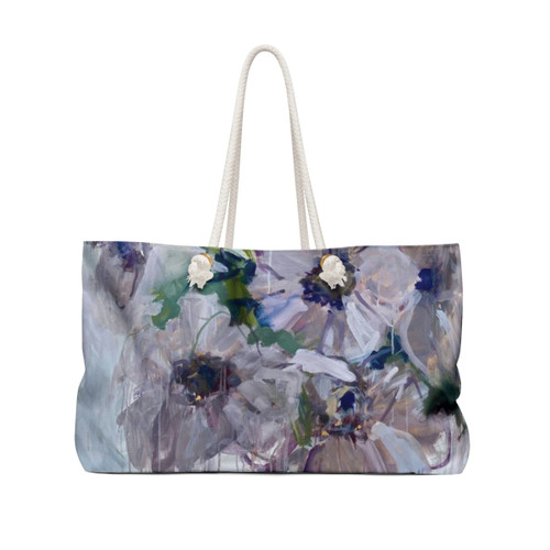 Serena - Purple & Gray Anemone Oversized Travel Bag Tote