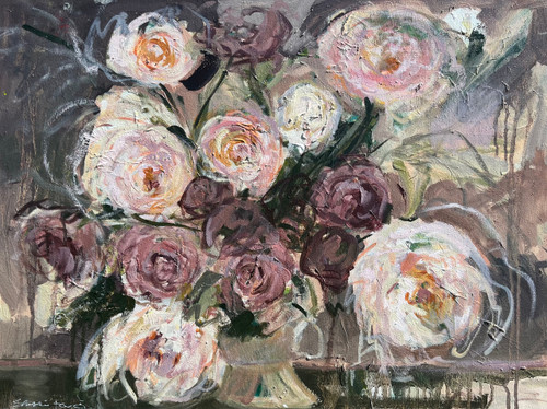 This painting delicately weaves a narrative of grace, wisdom, and enduring beauty through its portrayal of purple and white roses. The blooms, each one rendered with exquisite detail, seem to hold a quiet, profound lesson in their petals. The purple roses, rich in hue, symbolize dignity, wisdom, and respect, while the white roses, pristine and elegant, represent purity, innocence, and the power of example. Together, they speak of teaching through action, of guiding others not with words alone but through the quiet force of one’s presence and choices.

The roses are arranged in a way that feels both spontaneous and intentional, as if they have been placed with care but also allowed to fall into their natural rhythm. Soft, almost ethereal brushstrokes give the flowers a delicate, luminous quality, as if each petal is touched by the glow of a timeless truth. The purple and white tones gently blend into one another, symbolizing the harmony between knowledge and virtue, between strength and gentleness. The subtle play of light and shadow across the petals conveys depth, as though these flowers hold layers of wisdom beyond their surface beauty.