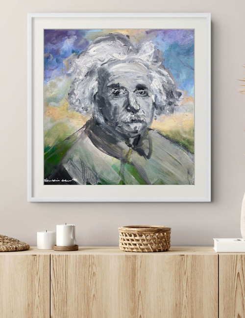 Celebrate creativity and curiosity with this Albert Einstein canvas print by Kentucky artist Shakia Harris. Printed in-house as an archival giclée on premium canvas, it's the perfect gift for scientists, teachers, engineers, readers, and anyone inspired by imagination.