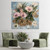 arge scale contemporary oil painting with fluid movement and layered brushstrokes in dusty blue blush pink and neutral tones for modern interiors