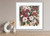 “Don’t Listen to Your Brain” textured canvas print featuring red and white roses in an impressionist style with expressive brushstrokes, paint drips, and layered greenery on a soft neutral background, ideal floral wall art for living room or bedroom decor.