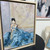 Visit the past but don’t stay there -12x16 textured Abstract Portrait Oil Painting - blue gown