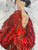 Original 24x30 oil painting, Dance Is the Body's Joy, by Kentucky artist Shakia Harris. Expressive contemporary figurative artwork featuring a woman in a flowing crimson dress with rich palette knife texture. Original fine art available for collectors in Louisville, Lexington, Shelbyville, and surrounding Kentucky communities.