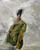 You and I Make Sense by Shakia Harris, original 16x20 oil painting featuring an expressive female figure in an olive green dress against a heavily textured white and gray abstract background. Contemporary impressionist figurative artwork with rich palette knife texture and modern neutral color palette.