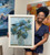 Original 18x24 hydrangea oil painting with powder blue, French blue, sage green, ivory and soft white tones. Elegant floral wall art available framed or unframed.