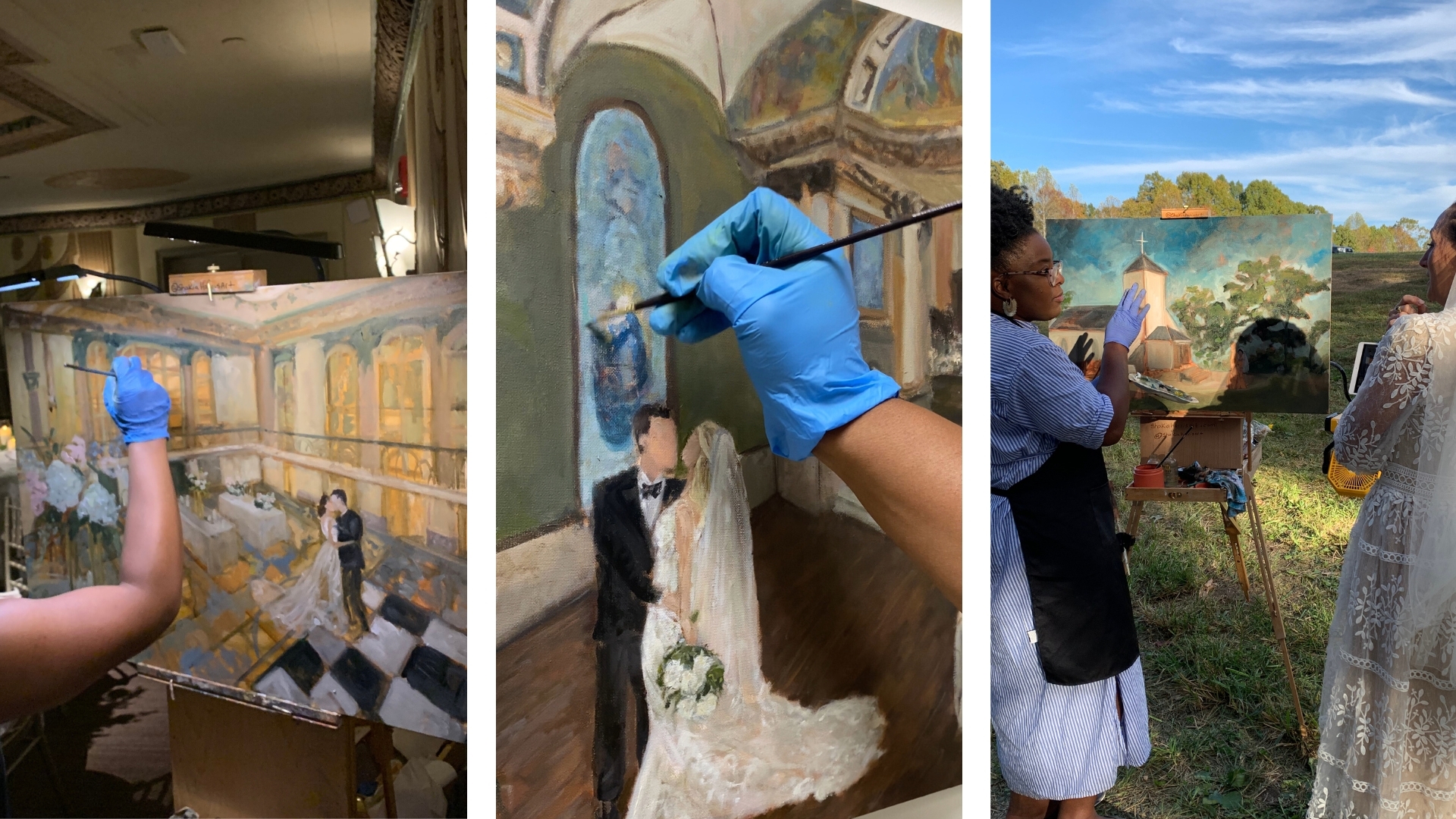 Luxury live wedding and corporate event painter based in Kentucky, available nationwide. Hand-painted oil paintings created live and finished in the studio. Custom fine art for weddings, galas, and brand events.