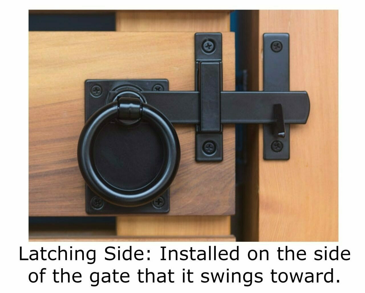 Contemporary Ring Gate Latch Set in Satin Black 360 Yardware