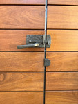 Bronze Contemporary Lever Latch and Gate Stop on Cumaru Wood Gate  Bronze Contemporary Lever Latch and Gate Stop on Cumaru Wood Gate