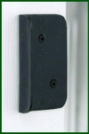 Stainless steel gate stop with black powder coat for contemporary ring gate latches. Stainless steel gate stop with black powder coat for contemporary ring gate latches.