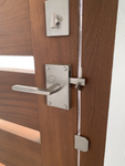 Silver modern gate latch hardware in white platinum bronze. Solid bronze in a silver color. Silver modern gate latch hardware in white platinum bronze. Solid bronze in a silver color.