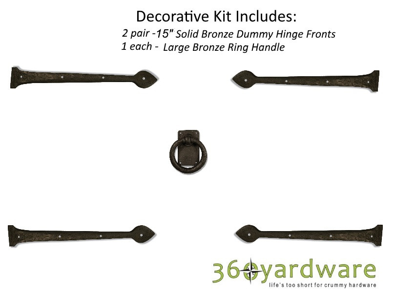 Decorative Garage Door Hardware Pull Handles, Dummy Strap Hinges, and