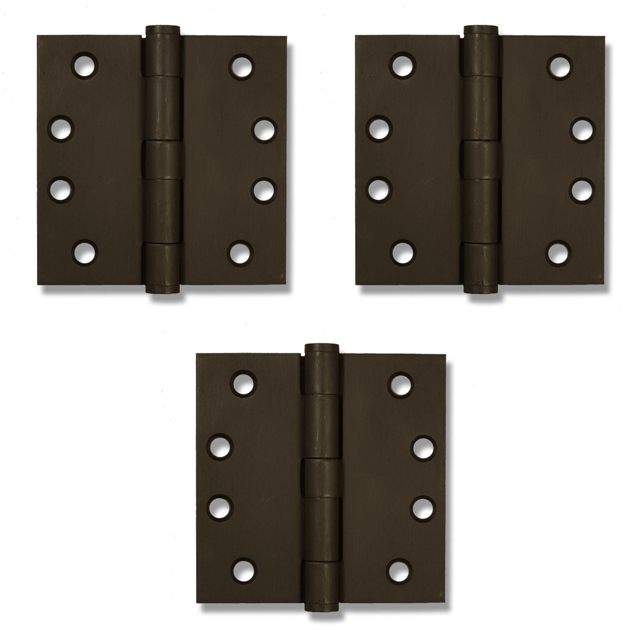 4" Button Tip Solid Bronze Heavy Duty Template Hinges (3 Hinges) Dark