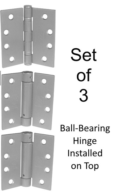 4-1/2" Stainless Steel 304 Self-Closing Spring Hinge Combo Set (3 Hinges) - Stainless Finish