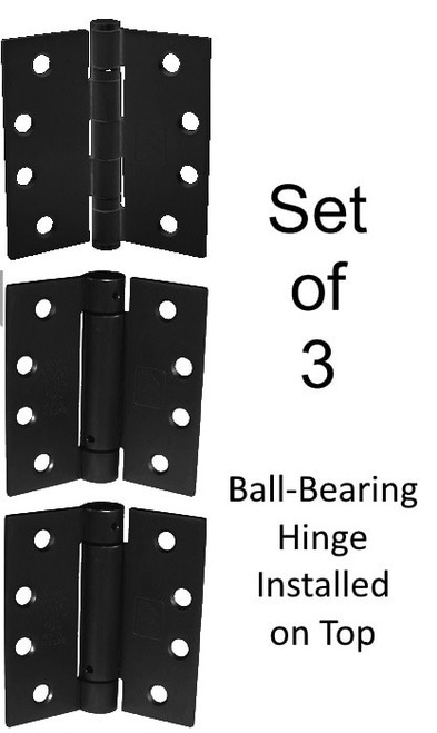 Black Finish 4-1/2" Stainless Steel Self-Closing Spring Hinge Combo Set of 3 Hinges