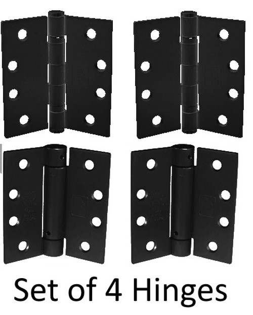 4-1/2" Stainless Steel 304 Self-Closing Spring Hinge Combo Set (4 Hinges) - Satin Black Finish