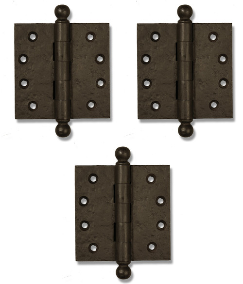 4 1/2-Inch Solid Brass Ball Bearing Door Hinge With Button Tips