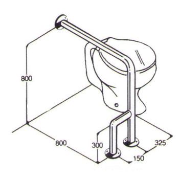 Toilet Rail 32mm Stainless AC0460 09