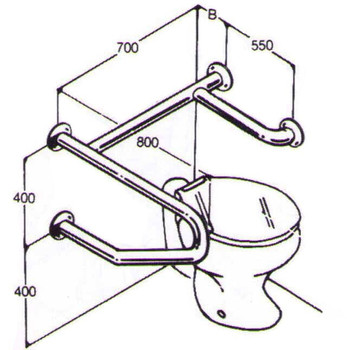 Toilet Rail 32mm Stainless AC0710 015