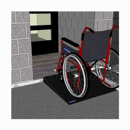 Rubber-Ramp 90mm 1-10 STD Black-with shown to scale wheelchair Rubber-Ramp 90mm 1-10 STD Black-with shown to scale wheelchair