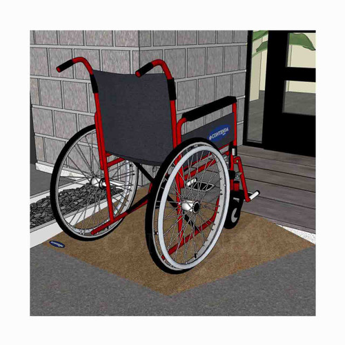 Rubber-Ramp 90mm 1-10 RW Mocha-with shown to scale wheelchair Rubber-Ramp 90mm 1-10 RW Mocha-with shown to scale wheelchair