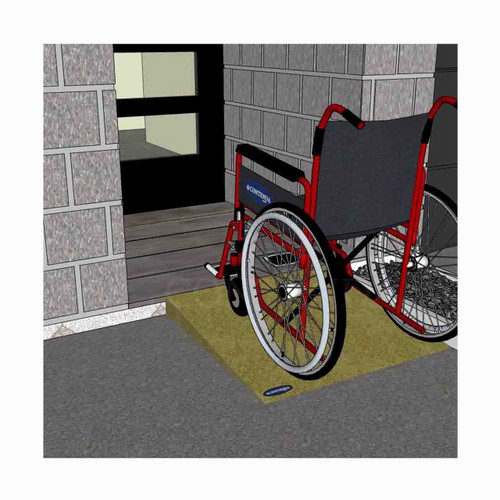 Rubber-Ramp 90mm 1-10 STD Sand-with shown to scale wheelchair Rubber-Ramp 90mm 1-10 STD Sand-with shown to scale wheelchair