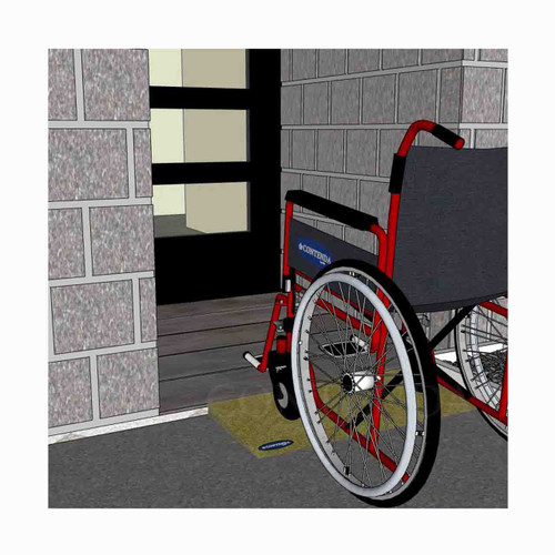 Rubber-Ramp 40mm 1-10 STD Sand-with shown to scale wheelchair